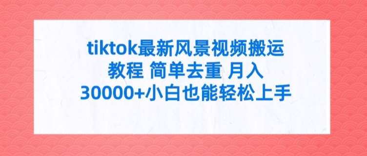 tiktok最新风景视频搬运教程 简单去重 月入3W+小白也能轻松上手【揭秘】插图零零网创资源网