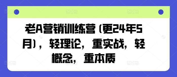 老A营销训练营(更24年7月)，轻理论，重实战，轻概念，重本质插图零零网创资源网-最新赚钱项目