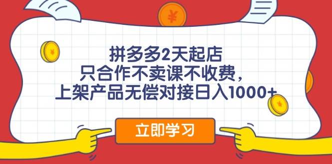 （11939期）拼多多2天起店，只合作不卖课不收费，上架产品无偿对接日入1000+插图零零网创资源网