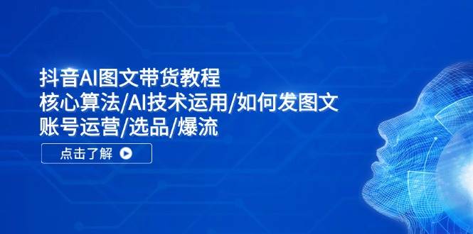 抖音AI图文带货教程：核心算法/AI技术运用/如何发图文/账号运营/选品/爆流插图零零网创资源网