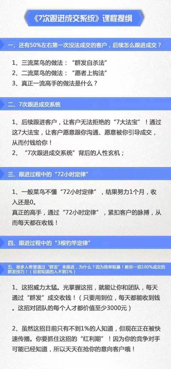 《7次跟进成交系统》简单粗暴的成交技巧，目前不到1%的人知道！插图零零网创资源网