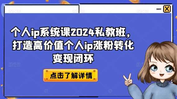 个人ip系统课2024私教班，打造高价值个人ip涨粉转化变现闭环插图零零网创资源网