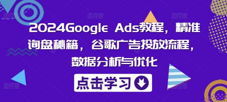 2024Google Ads教程，精准询盘秘籍，谷歌广告投放流程，数据分析与优化插图零零网创资源网