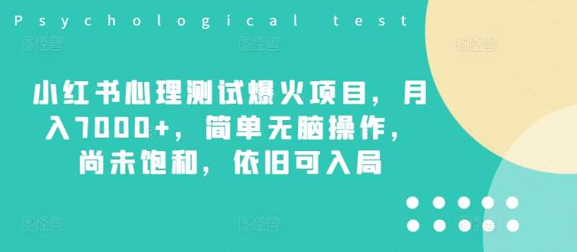 小红书心理测试爆火项目，月入7000+，简单无脑操作，尚未饱和，依旧可入局插图零零网创资源网