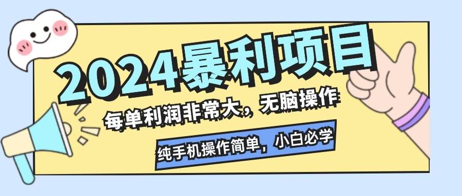 （12130期）2024暴利项目，每单利润非常大，无脑操作，纯手机操作简单，小白必学项目插图零零网创资源网