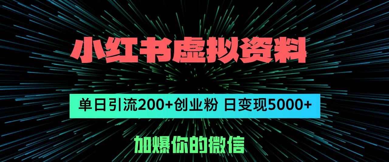 （12164期）小红书虚拟资料日引流200+创业粉，单日变现5000+插图零零网创资源网