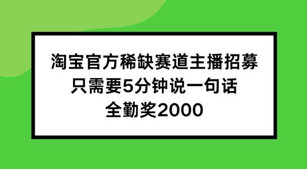 淘宝官方稀缺赛道主播招募 ，只需要5分钟说一句话， 全勤奖2000【揭秘】插图零零网创资源网