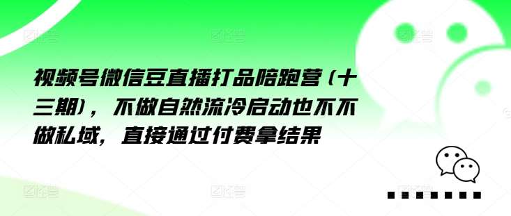 视频号微信豆直播打品陪跑营(十三期)，‮做不‬自‮流然‬冷‮动启‬也不不做私域，‮接直‬通‮付过‬费拿结果插图零零网创资源网