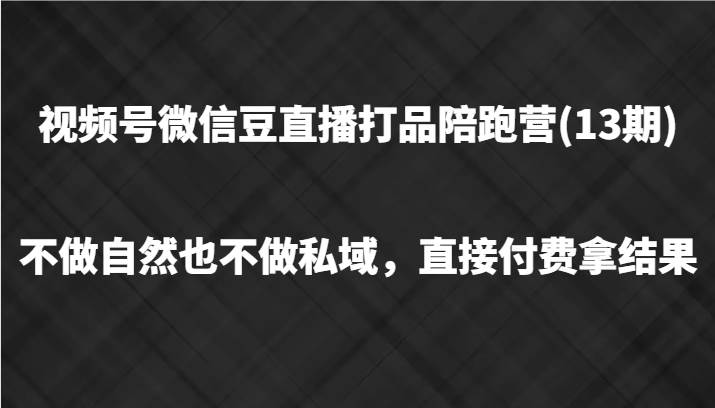 视频号微信豆直播打品陪跑(13期)，不做不自然流不做私域，直接付费拿结果插图零零网创资源网