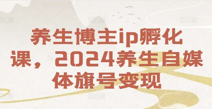 养生博主ip孵化课，2024养生自媒体旗号变现插图零零网创资源网