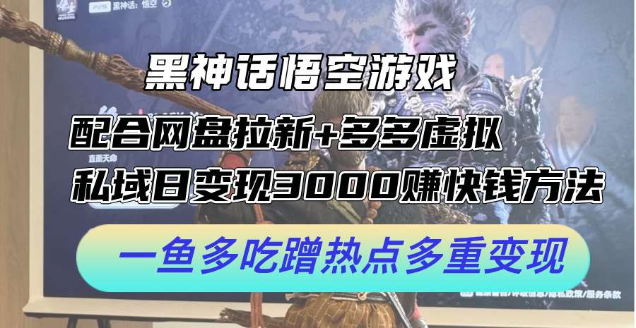 黑神话悟空游戏配合网盘拉新+多多虚拟+私域日变现3k+赚快钱方法，一鱼多吃蹭热点多重变现【揭秘】插图零零网创资源网