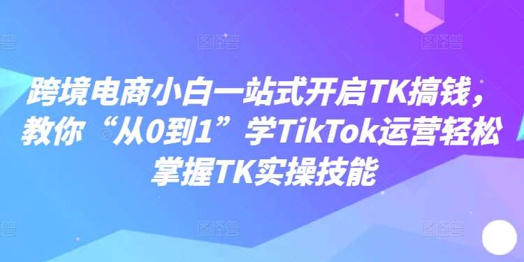 跨境电商小白一站式开启TK搞钱，教你“从0到1”学TikTok运营轻松掌握TK实操技能插图零零网创资源网