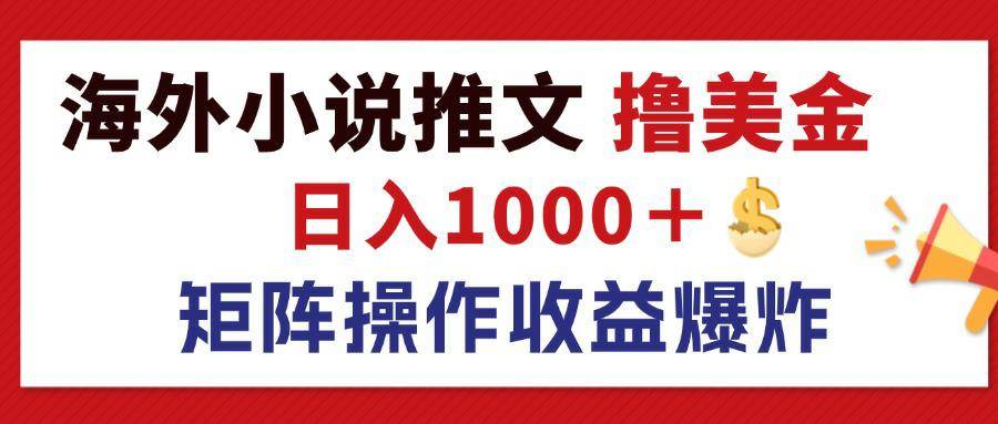 （12333期）最新海外小说推文撸美金，日入1000＋ 蓝海市场，矩阵放大收益爆炸插图零零网创资源网