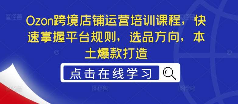 Ozon跨境店铺运营培训课程，快速掌握平台规则，选品方向，本土爆款打造插图零零网创资源网