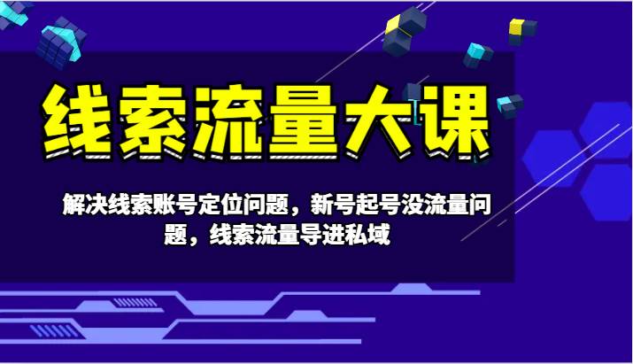 线索流量大课-解决线索账号定位问题，新号起号没流量问题，线索流量导进私域插图零零网创资源网