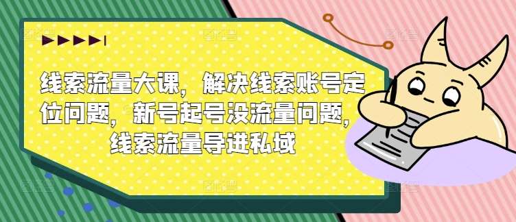 线索流量大课，解决线索账号定位问题，新号起号没流量问题，线索流量导进私域插图零零网创资源网