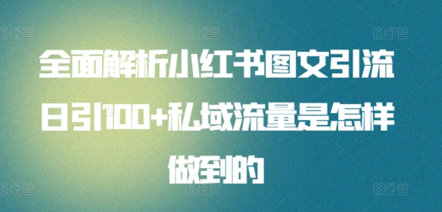 全面解析小红书图文引流日引100私域流量是怎样做到的插图零零网创资源网