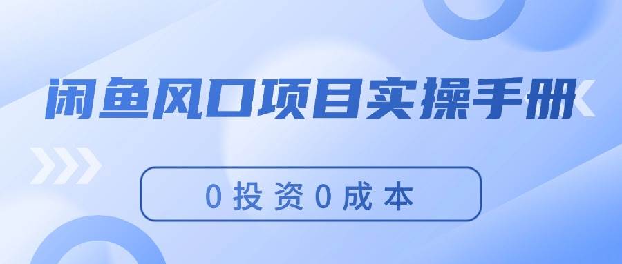 闲鱼风口项目实操手册，0投资0成本，让你做到，月入过万，新手可做插图零零网创资源网