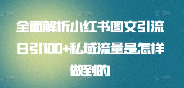 日引流100私域流量小红书图文是怎样做到的全面解析插图零零网创资源网