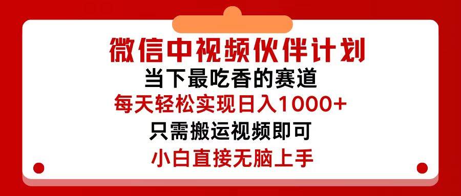 微信中视频伙伴计划，仅靠搬运就能轻松实现日入500+，关键操作还简单，…插图零零网创资源网