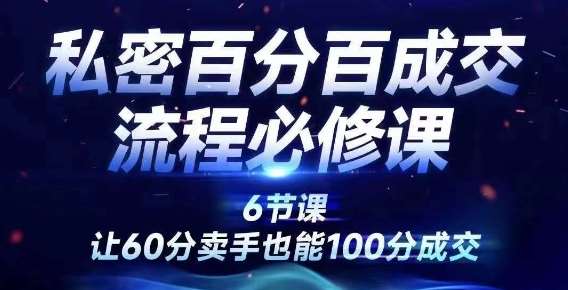 私密百分百成交流程线上训练营，绝对成交，让60分卖手也能100分成交插图零零网创资源网