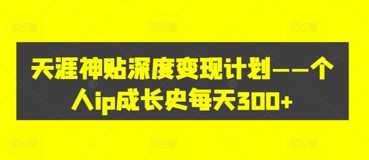 天涯神贴深度变现计划——个人ip成长史每天300+【揭秘】插图零零网创资源网-最新赚钱项目