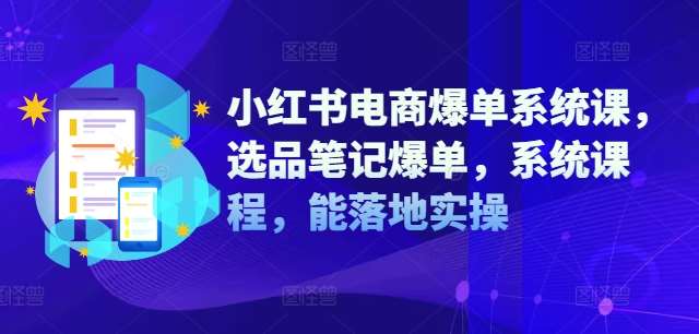 小红书电商爆单系统课，选品笔记爆单，系统课程，能落地实操插图零零网创资源网