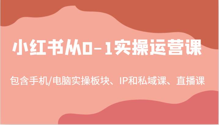 小红书从0-1实操运营课，包含手机/电脑实操板块、IP和私域课、直播课（97节）插图零零网创资源网