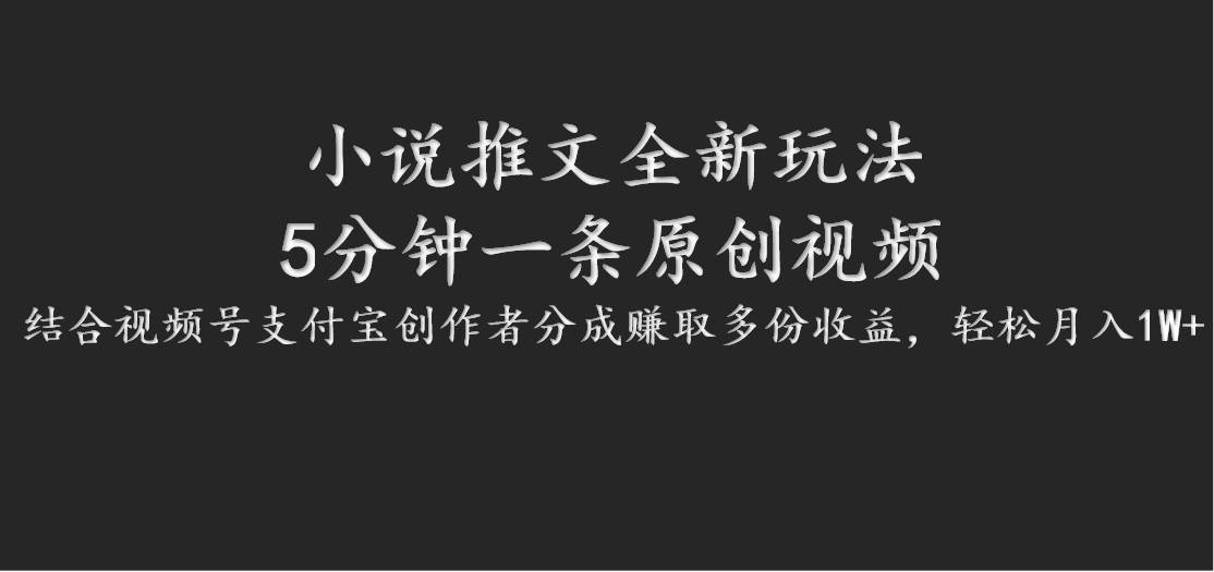 小说推文全新玩法，5分钟一条原创视频，结合视频号支付宝创作者分成赚取多份收益插图零零网创资源网