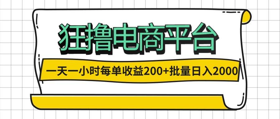 （12463期）一天一小时 狂撸电商平台 每单收益200+ 批量日入2000+插图零零网创资源网