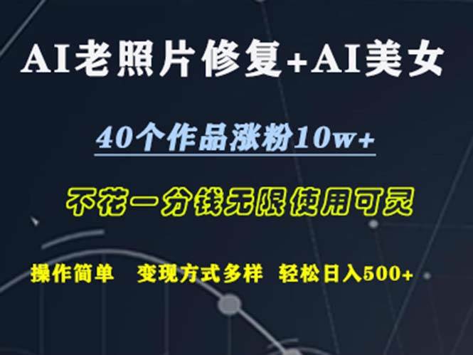 （12489期）AI老照片修复+AI美女玩发  40个作品涨粉10w+  不花一分钱使用可灵  操…插图零零网创资源网