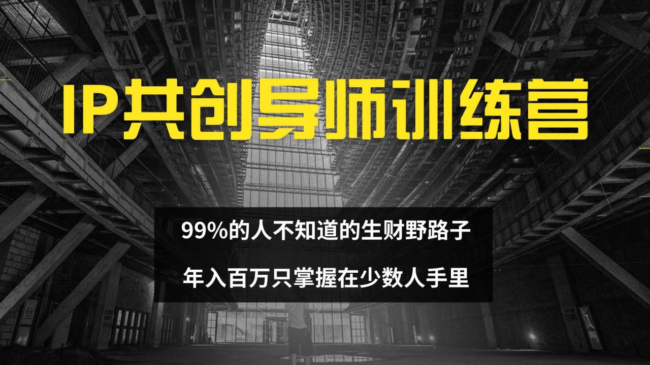 （12504期）IP共创导师训练营 99%的人不知道的生财野路子 只掌握在少数人手里插图零零网创资源网