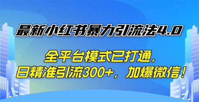 （12505期）最新小红书暴力引流法4.0， 全平台模式已打通，日精准引流300+，加爆微…插图零零网创资源网