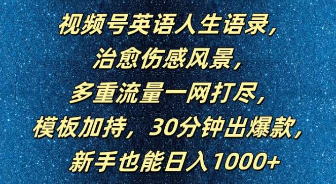 视频号英语人生语录，多重流量一网打尽，模板加持，30分钟出爆款，新手也能日入1000+【揭秘】插图零零网创资源网