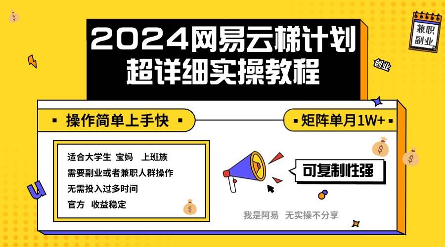 （12525期）2024网易云梯计划实操教程小白轻松上手  矩阵单月1w+插图零零网创资源网