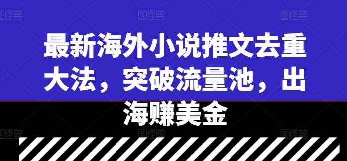 最新海外小说推文去重大法，突破流量池，出海赚美金插图零零网创资源网-最新赚钱项目