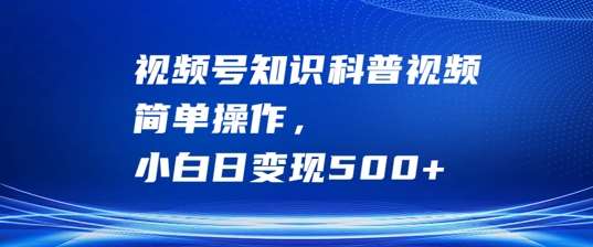 视频号知识科普视频，简单操作，小白日变现500+【揭秘】插图零零网创资源网