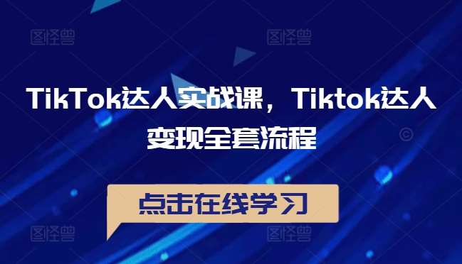 TikTok达人实战课，Tiktok达人变现全套流程插图零零网创资源网