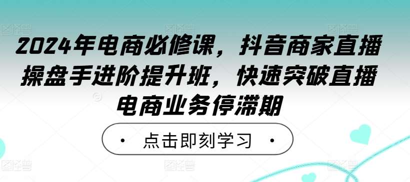 2024年电商必修课，抖音商家直播操盘手进阶提升班，快速突破直播电商业务停滞期插图零零网创资源网