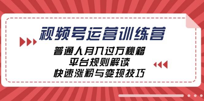 视频号运营训练营：普通人月入过万秘籍，平台规则解读，快速涨粉与变现插图零零网创资源网