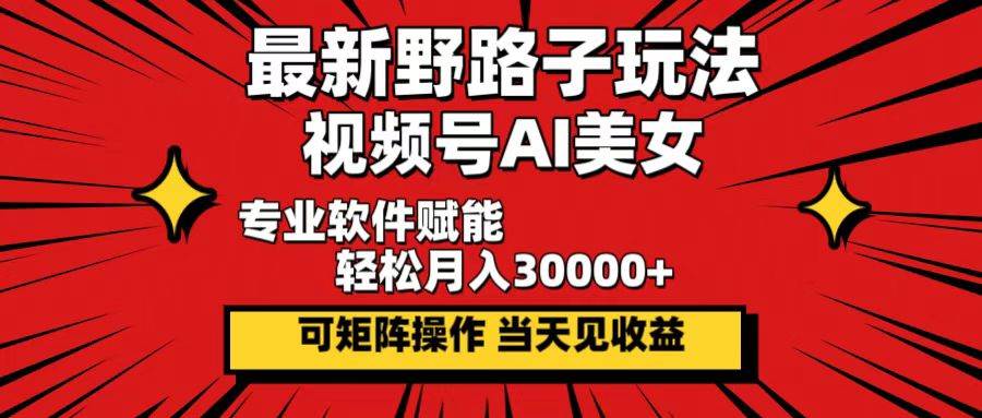 （12798期）最新野路子玩法，视频号AI美女，当天见收益，轻松月入30000＋插图零零网创资源网