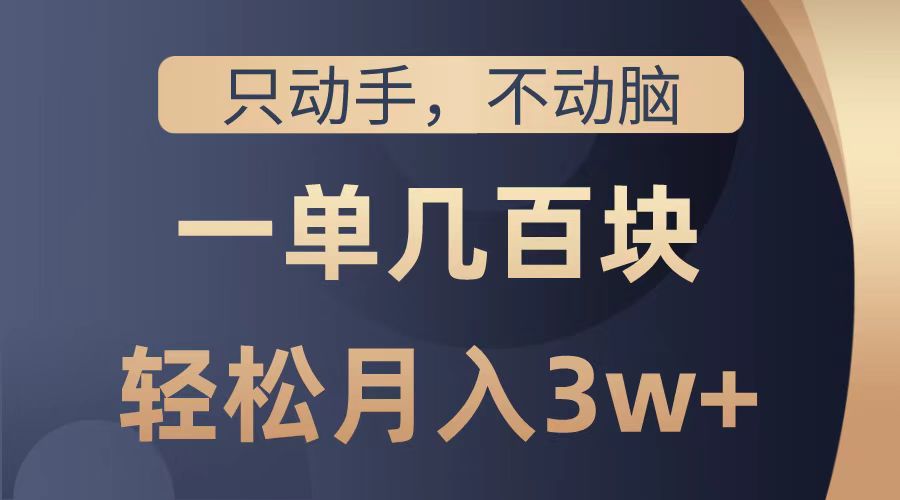 只动手不动脑，一单几百块，轻松月入2w+，看完就能直接操作，详细教程