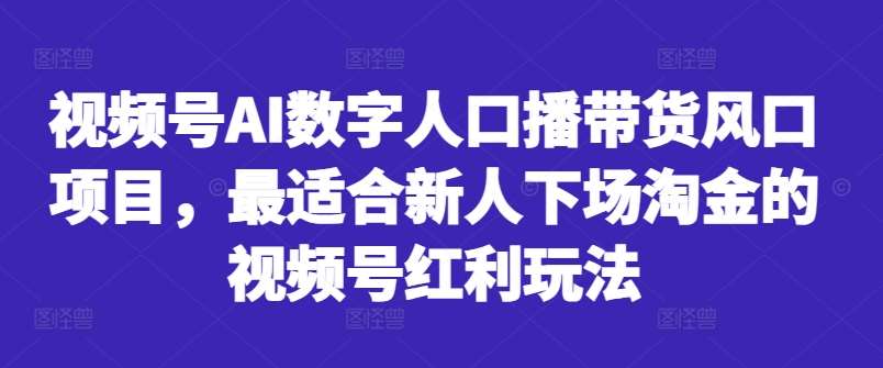 视频号AI数字人口播带货风口项目，最适合新人下场淘金的视频号红利玩法插图零零网创资源网-最新赚钱项目