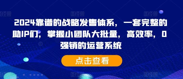 2024靠谱的战略发售体系，一套完整的助IP们，掌握小团队大批量，高效率，0 强销的运营系统插图零零网创资源网