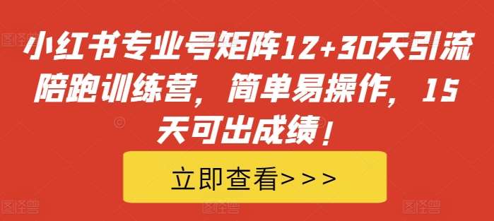 小红书专业号矩阵12+30天引流陪跑训练营，简单易操作，15天可出成绩!插图零零网创资源网