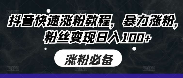 抖音快速涨粉教程，暴力涨粉，粉丝变现日入100+插图零零网创资源网-最新赚钱项目