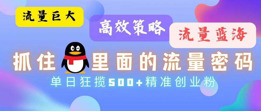 （13068期）流量蓝海，抓住QQ里面的流量密码！高效策略，单日狂揽500+精准创业粉插图零零网创资源网-最新赚钱项目
