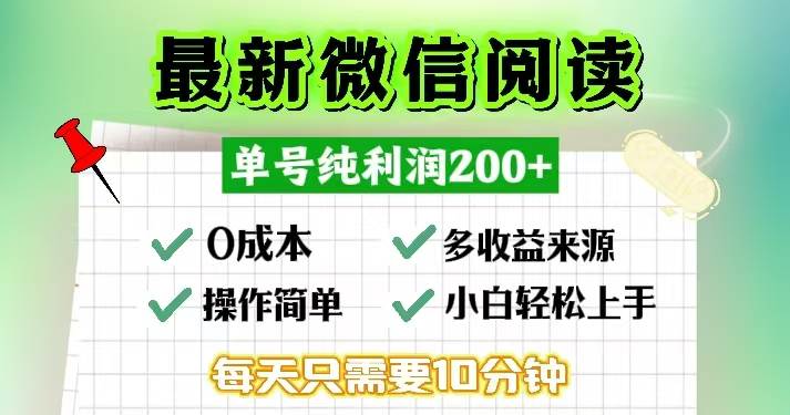 （13108期）微信阅读最新玩法，每天十分钟，单号一天200+，简单0零成本，当日提现插图零零网创资源网-最新赚钱项目