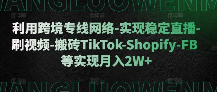 利用跨境专线网络-实现稳定直播-刷视频-搬砖TikTok-Shopify-FB等实现月入2W+【揭秘】插图零零网创资源网-最新赚钱项目