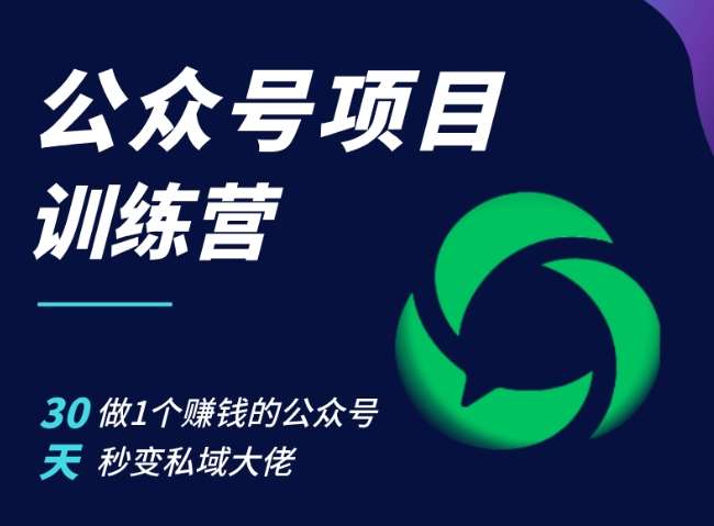 公众号项目训练营，30天做1个赚钱的公众号，秒变私域大佬插图零零网创资源网-最新赚钱项目